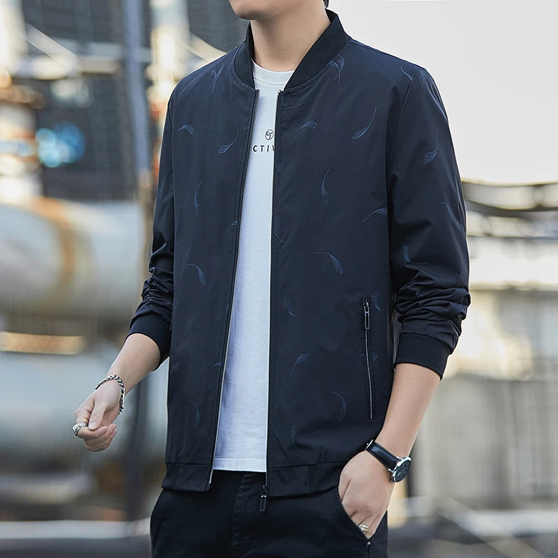 

Casual Sports Jaet Men's Spring Autumn Thin Stand Collar Windproof Faion Urban Sle Zipper Decoration Long Sve Outerwear