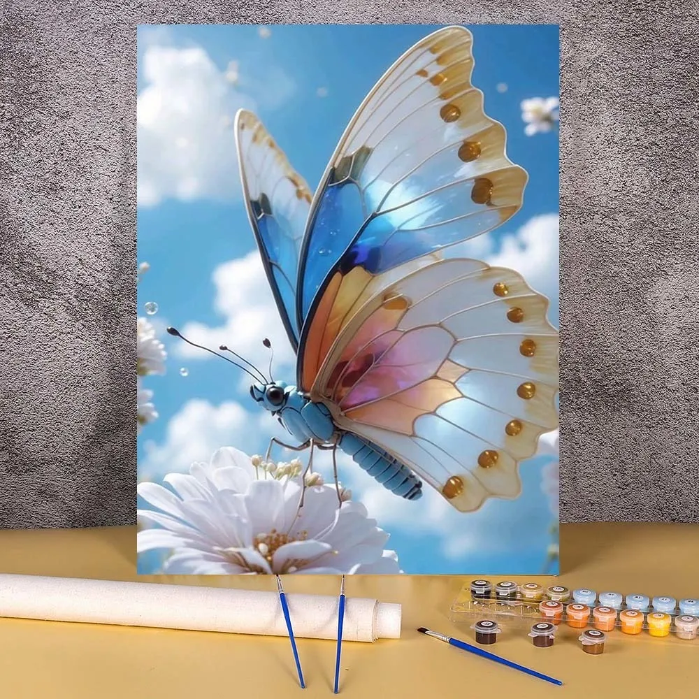 

DIY Drawing By Numbers Animal Butterfly Crafts Supplies Adults Acrylic Paint By Numbers Cartoon Handmade Wall Decoration Gift