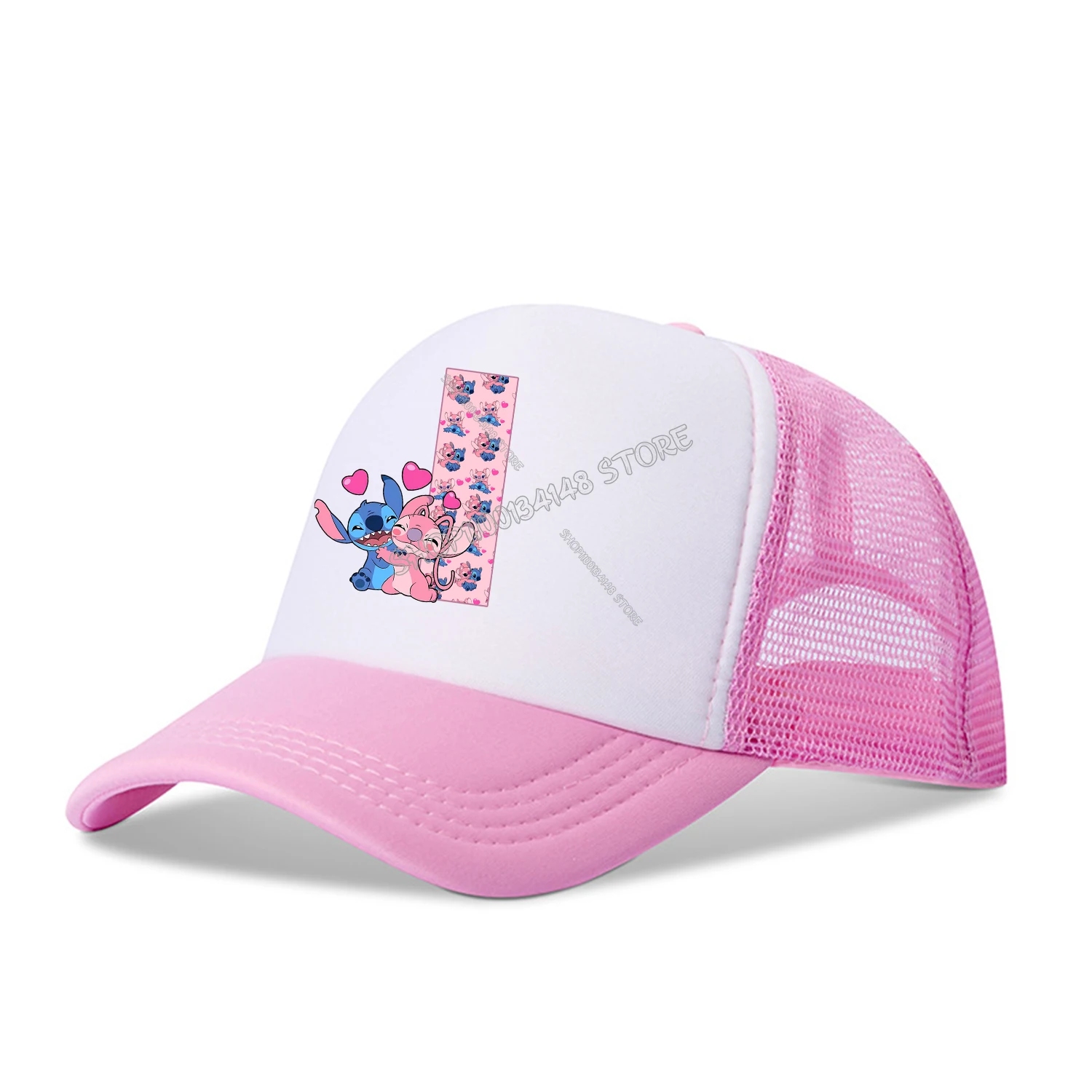 Disney Stitch Letters Baseball Cap 26 Alphabet Kids Adult Cap Cute Cartoon Pink Peaked Hat Anime Summer Hats Fashion Accessories