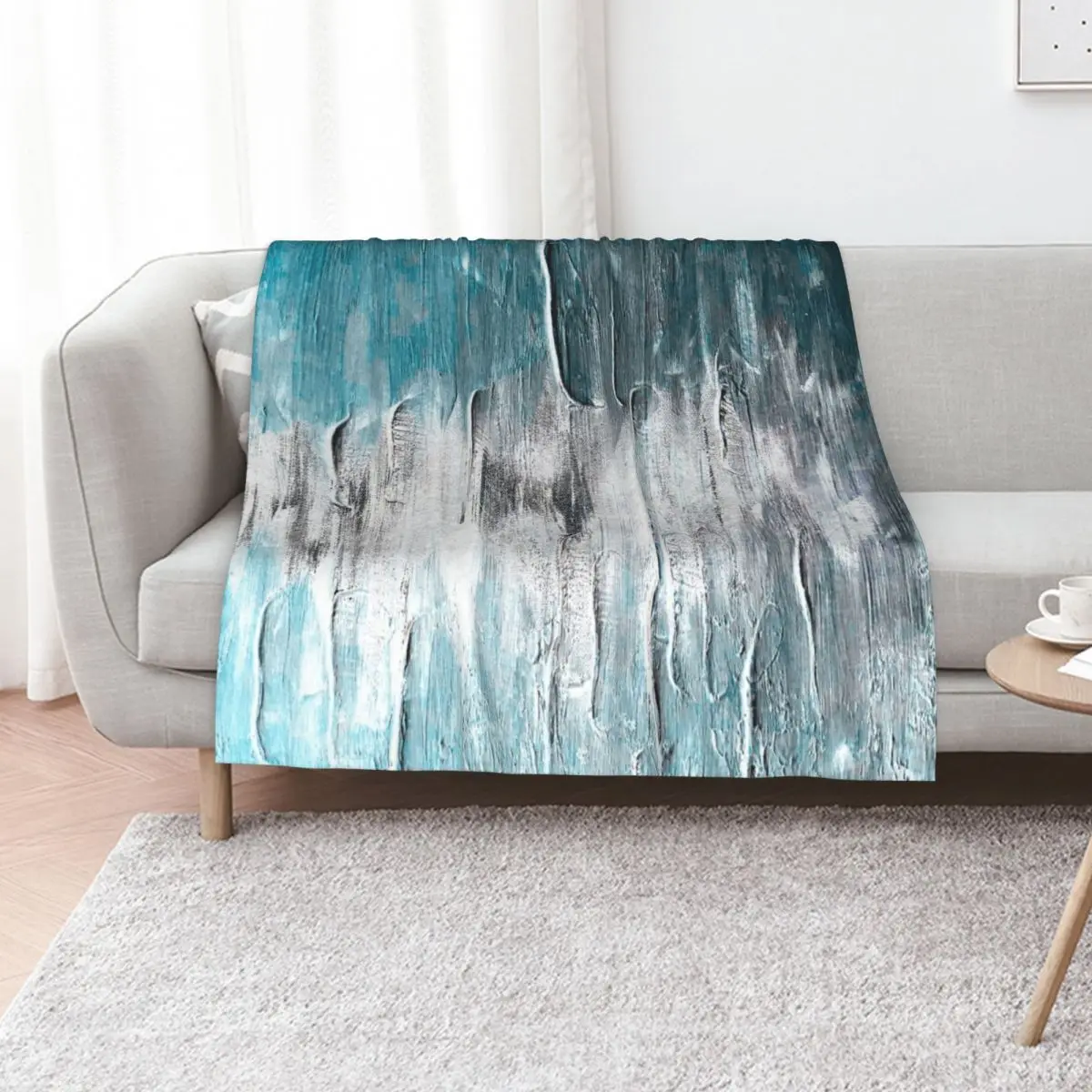 Ocean teal and blue waves abstract Throw Blanket Thermals For Travel Winter beds Beach anime Polar Retros Blankets