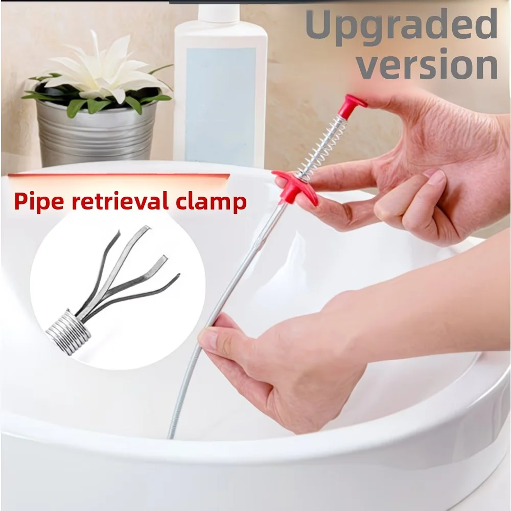 1Pc/ Household Pipe Cleaner, Retractable Drain Cleaner, Toilet Sink Floor Drain Clog Cleaning Tool