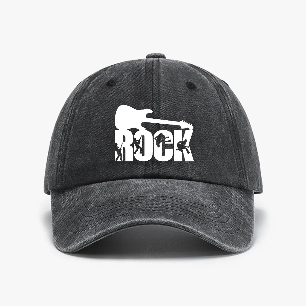 

European unisex ROCK letter baseball cap Vintage Washed Distressed Denim Dad hat men women caps outdoor sun hat Snapback hats