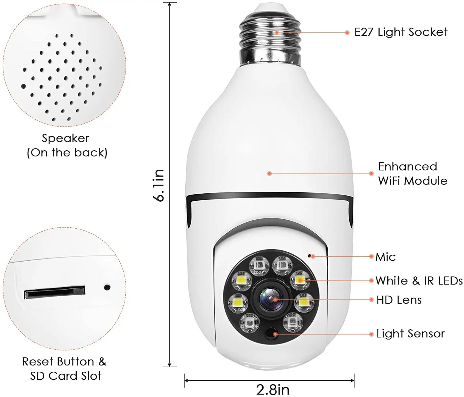 4MP E27 Lampcamera WiFi Indoor Videobewaking Home Security Full Color Nachtzicht AI Auto Human Tracking ICSEE APP 1080P