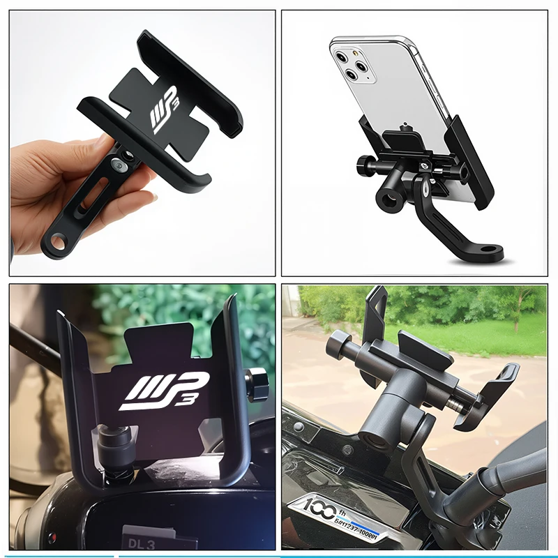 Motorcycle CNC Alloy Handlebar Bracket Mobile Phone GPS Navigation Holder For MP MP3 Scooter MP3300 MP3500 HPE Sport Custom