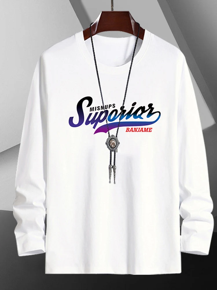 Long Sleeve Men's T-Shirt Autumn Base Shirt Inner Wear Casual Basic Fit Print Tees Youth Adult Middle Age Suitable All Seasons