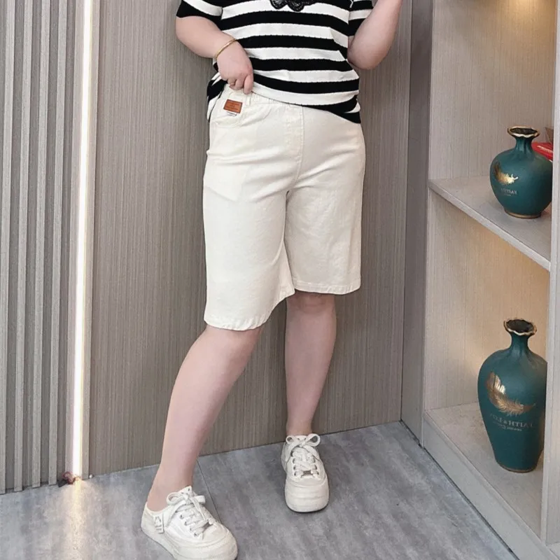 

Washed Cotton Wide Leg Shorts Women 2024 Summer New Plus Size High Waist Slim Casual Hot Pants