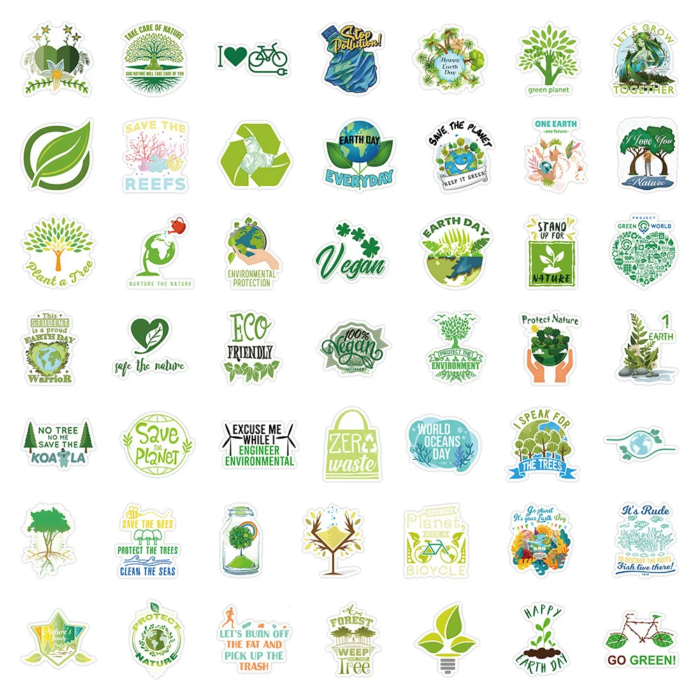 10/30/50/100 قطعة حماية بيئة الطبيعة ملصقات حفظ شجرة يوم الأرض الكرتون الشارات DIY بها بنفسك الأمتعة الهاتف دفتر ملصق ديكور #5
