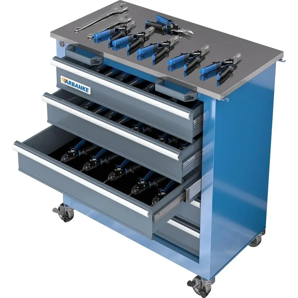 Rolling Tool Chest with Wheels, Locking System, Stainless Steel Top for Mobile Storage and Workstation Use in Garage, Home, or O