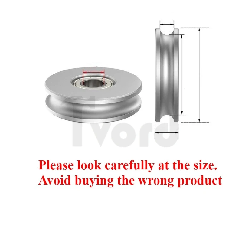U-shaped Aluminum Alloy Track Guide Wheel Driven Wheel with Bearing Guide Belt Roller for: 8~10mm Belt Outer Diameter 50~80mm