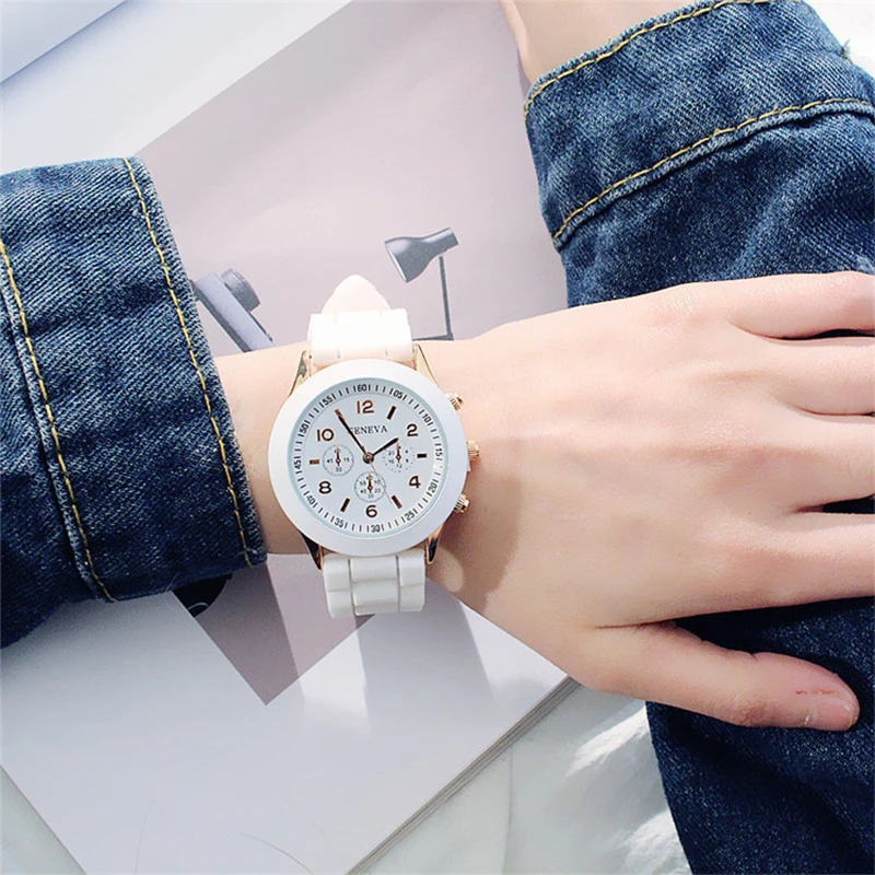 

Relogio Feminino New Fashion Casual Ladies White Silicone Geneva Quartz Watch Ladies Sport Digital Watch Holiday Gift Chasy