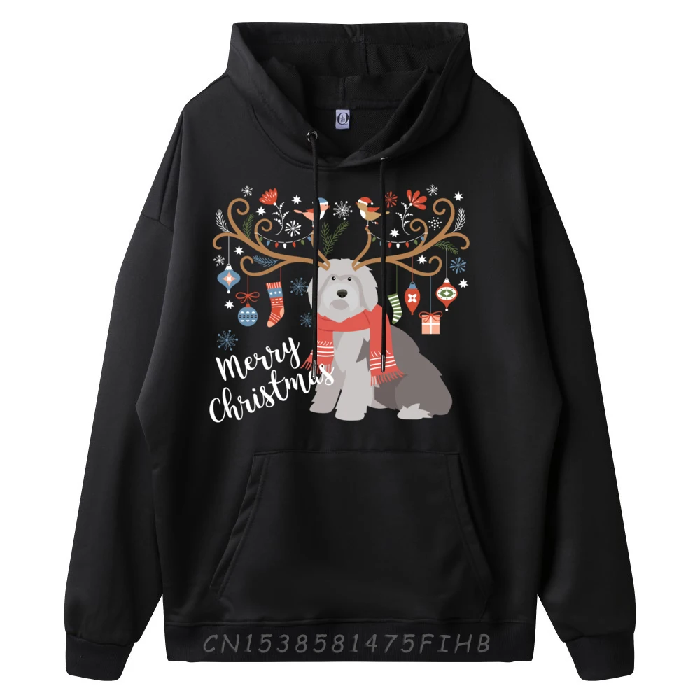 Old English Sheepdog Christmas Streetwear Men Hoodie Homme St Patrick's Day Christmas Sweater Pullover