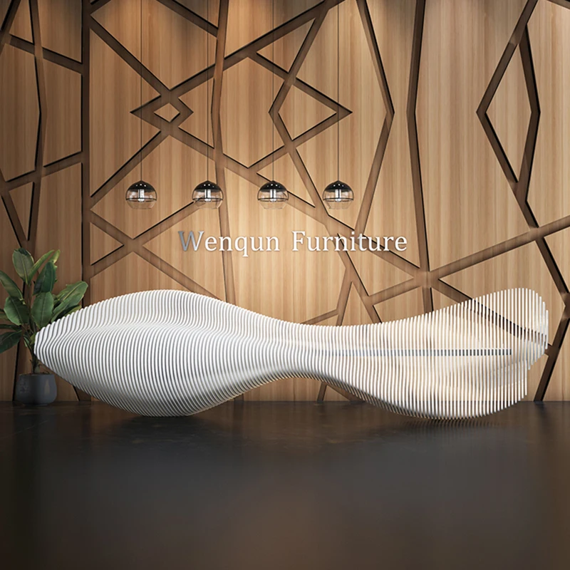 ZK مكتب أمامي عصري على شكل خاص، طاولة ترحيب بسيطة وحديثة لأمين الصندوق #2