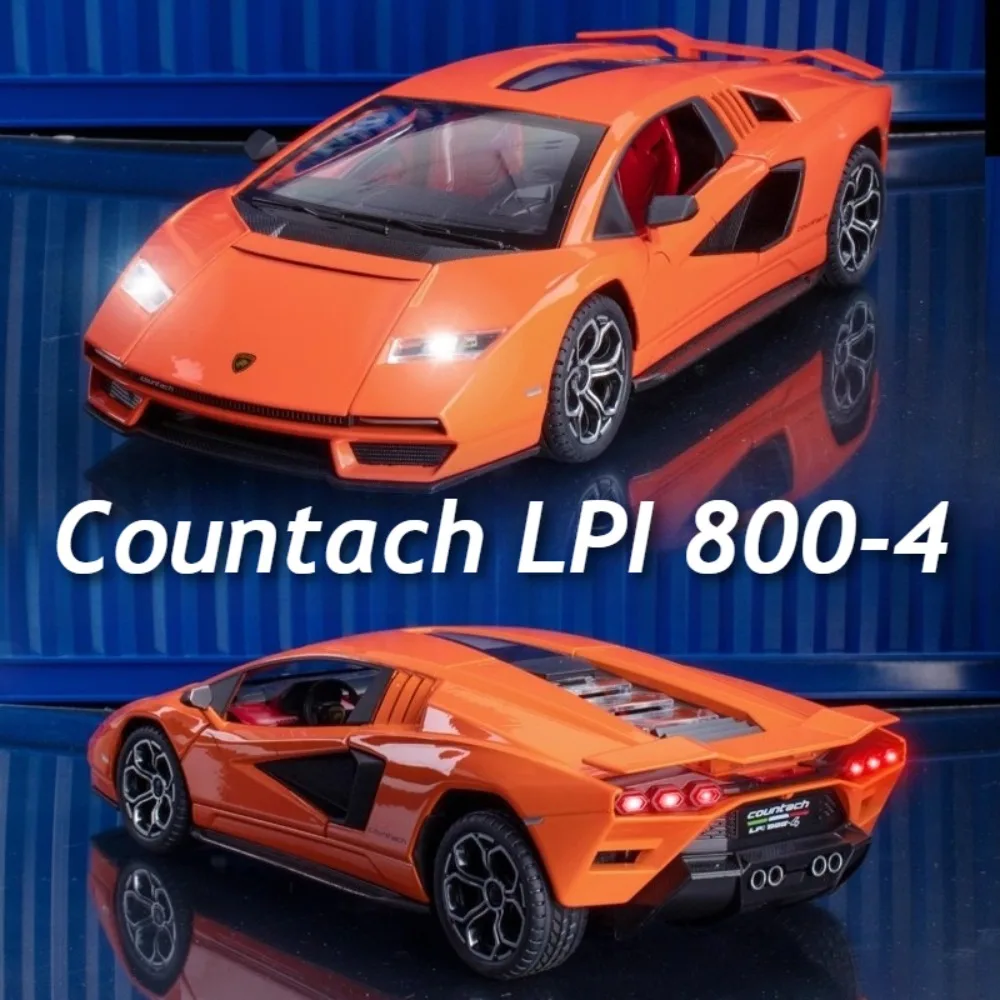 

1:24 Countach LPI800-4 LP770, модель спортивного автомобиля, игрушка, регулируемый хвостовой плавник, звук, свет, миниатюрные модели, детские праздничные подарки