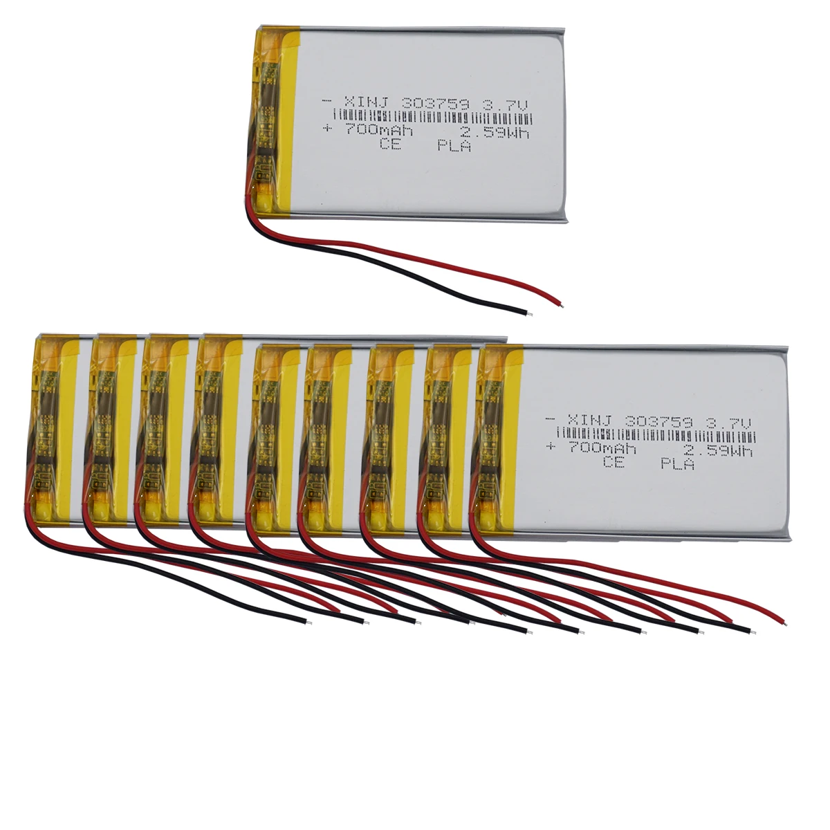 10pcs 3.7V 2.59Wh 700mAh Li-Polymer Rechargeable Li  Lithium Battery 303759 For GPS Car Camera Bluetooth Speaker LED Game Player