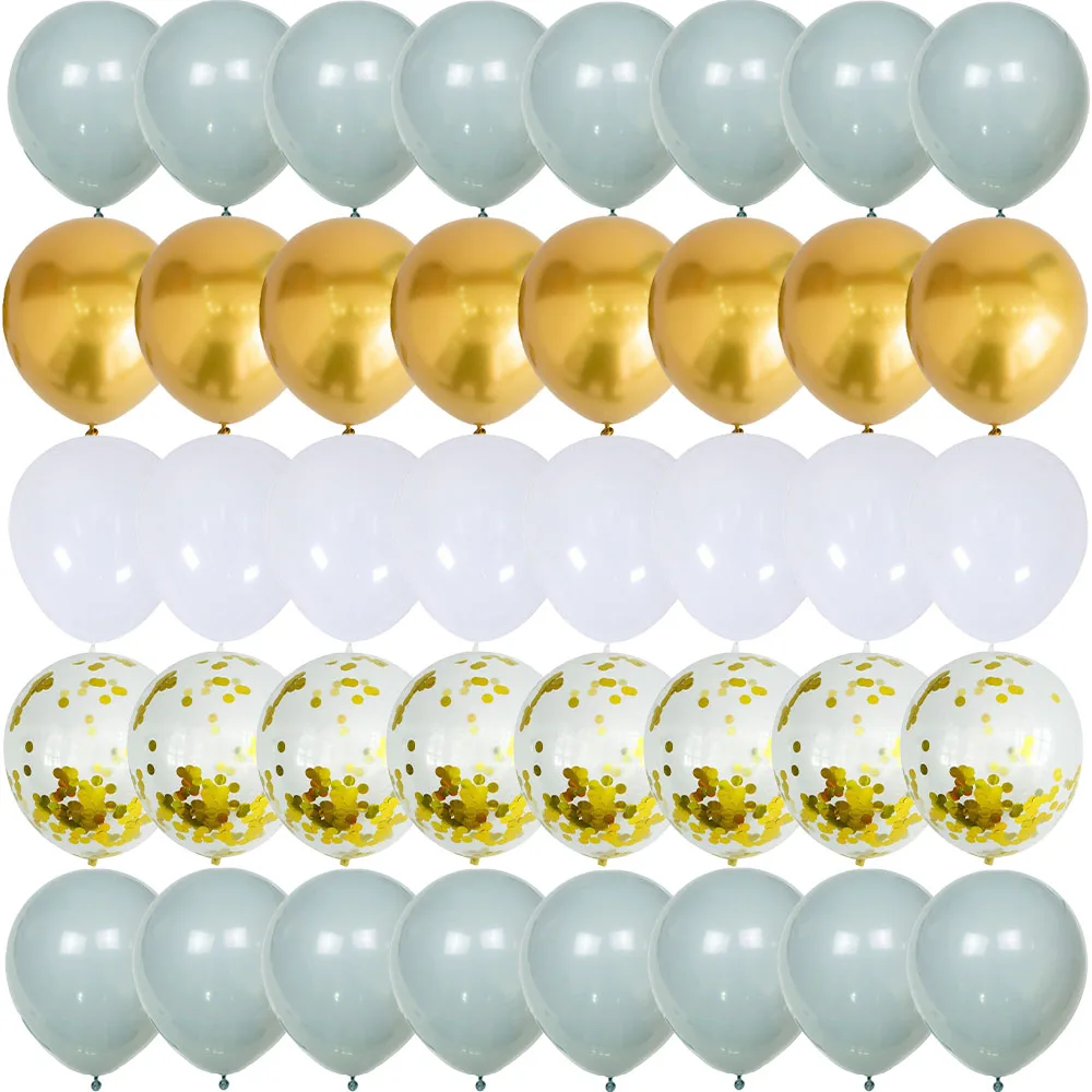 

40PCS Mist Blue Gold Flash Package Balloons Gender Reveal Wedding Valentine's Day Baby Shower Birthday Globos Party Decorations