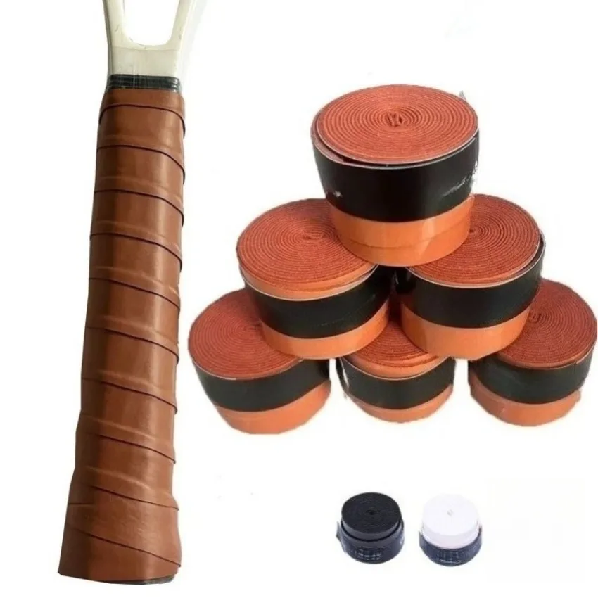 2/10 Stück Braune Dicke Tennisgriffe Rutschfeste Perforierte Badminton-Griffe Pickleball-Schläger-Übergriffe Fahrradlenker-Ummantelung Padel-Griffband – Detail 2