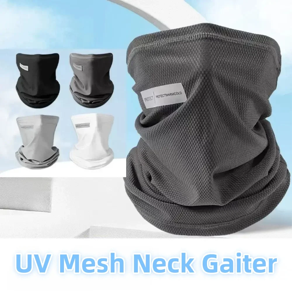 Máscara Unissex de Seda Gelada Anti-UV para Exterior, Protetor Solar para Rosto e Pescoço com Fixação na Orelha, Lenço de Proteção UV para Ciclismo e Condução