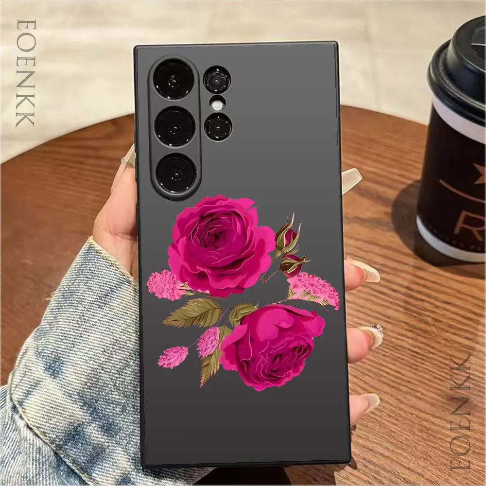 

Purple Flower Print Phone Case For Samsung Galaxy S25 S24 S23 S22 S21 Ultra FE A25 A32 A33 A72 A73 Note 10 20 Plus 5G Soft Cover