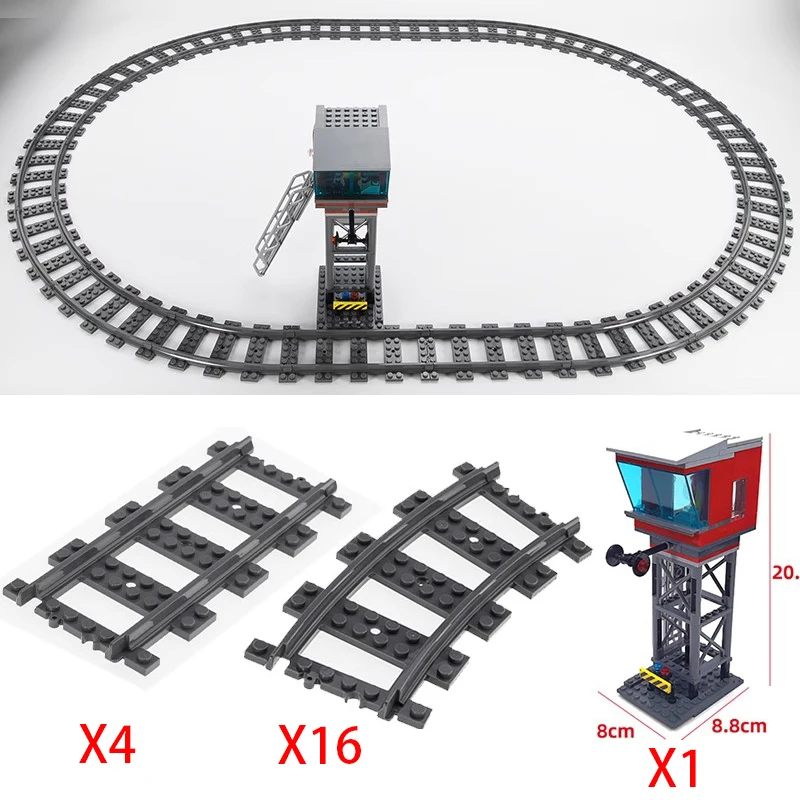 City Railway Track Train Set Switch Bridge Flexible  Level Crossing Forked Straight Curved Building Block Bricks Compatible Toys
