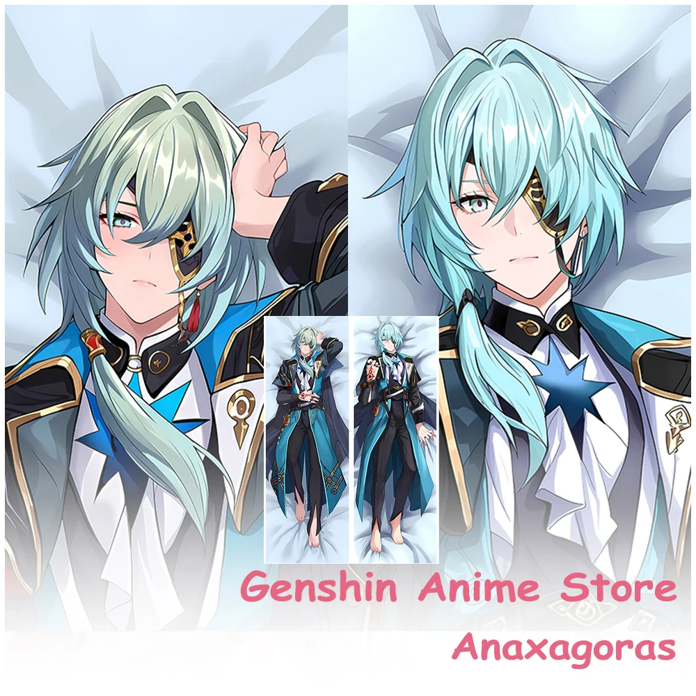 Anime Genshin Impact Anaxagoras Long Dakimakura Pillow Case Cartoon Double-Sided Printed Hugging Body Pillow Cover Cosplay Prop
