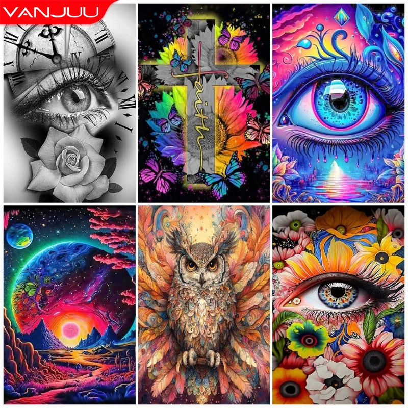 DIY Diamond Painting Kit 5D Human Eye Diamond Embroidery Painting Abstract Full Diamond Mosaic Art Rhinestone Decoration Picture