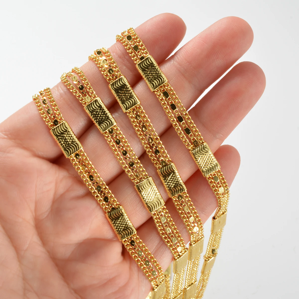 Sunny Fashion Italien 750 18 Karat vergoldete geometrische Halskette für Männer und Frauen Hip Hop Rock Schmuck Accessoires Geschenk – Detail 6
