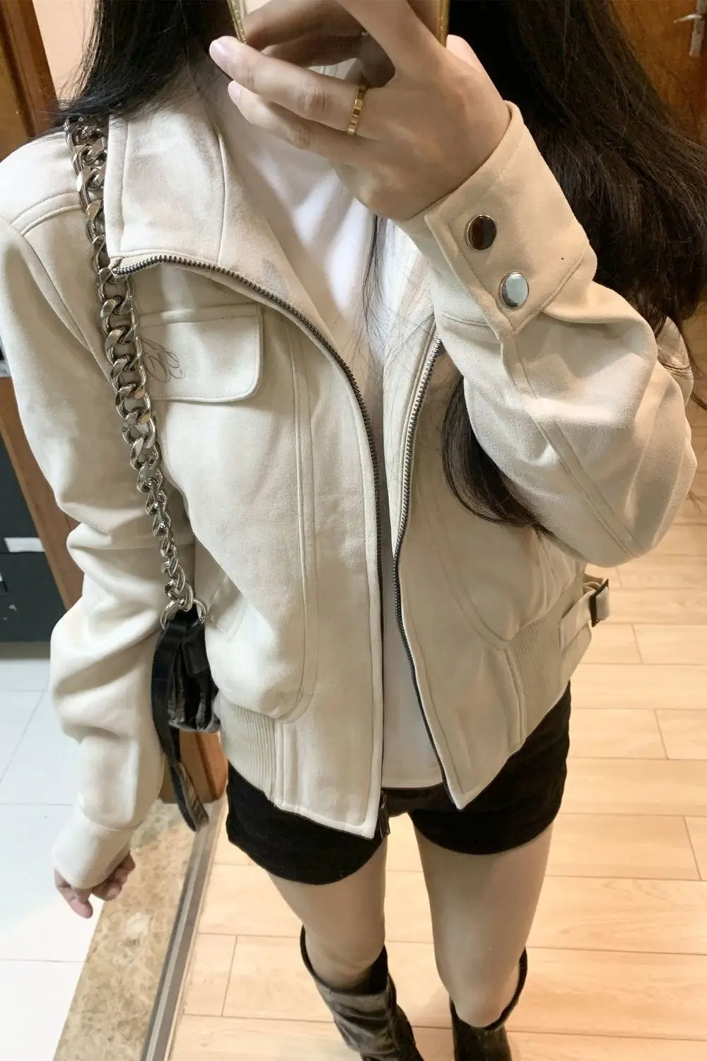American Retro Imitation Suede Jacket Women's 2026 Spring New Small Foreign Style Slim Motorcycle Jacket