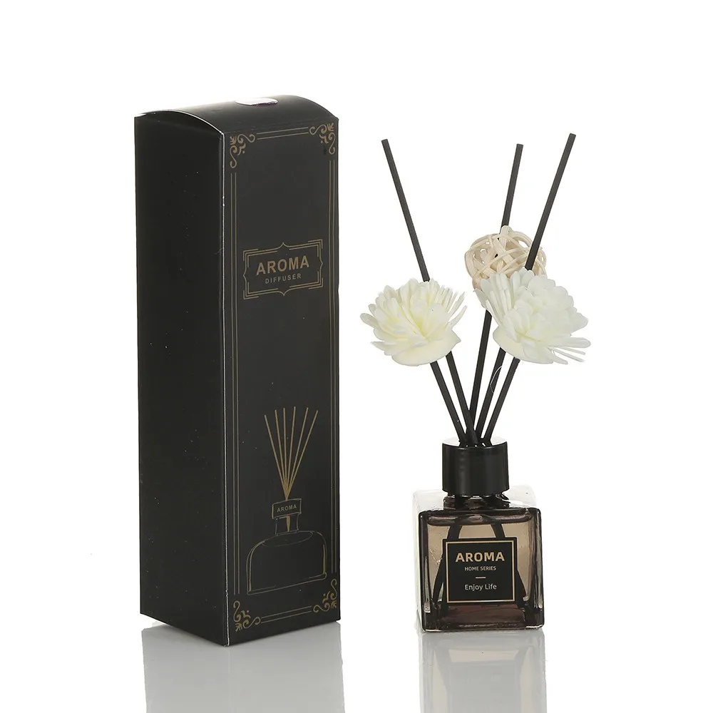 50ml Hilton Hotel Reed Diffuser Sets Jasmine Reed Diffuser Bottle with Plastic Flower Home Scents Aromatherapy Essential Oil