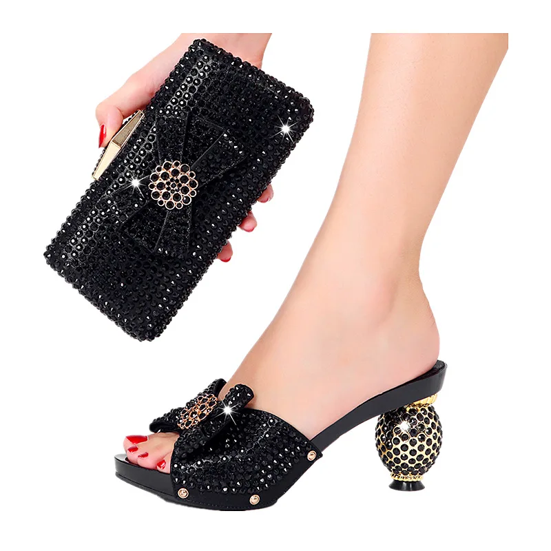 

Rhinestone High-heeled Slippers Large-size Dinner Party Party With Dinner Bag And High Heels Bolsos De Lujo Mujer Marcas Famosas