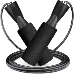 Steel Wire Jump Rope Classic Adjustable Length Black Skipping Rope Portable Fitness Equipment Exercise Training Equipment