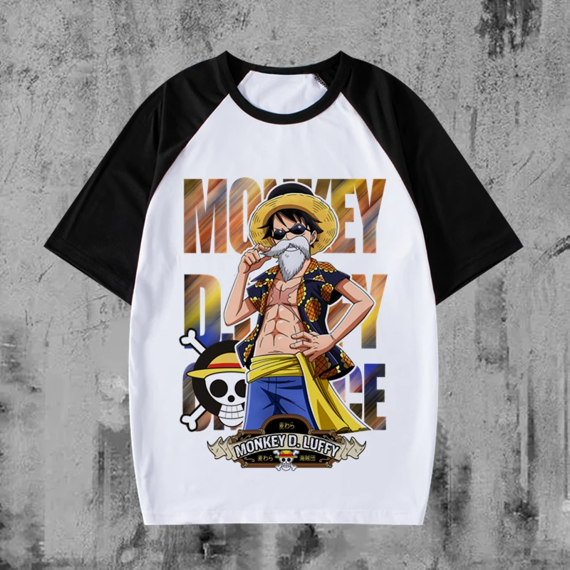 

Летняя одежда Футболка с короткими рукавами в стиле аниме One Piece, мультяшный принт Луффи, мужская и женская быстросохнущая свободная посадка