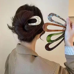 Palo de pelo acrílico en forma de U Vintage para mujer, diadema decorativa elegante, Clip para el cabello, accesorios de moda