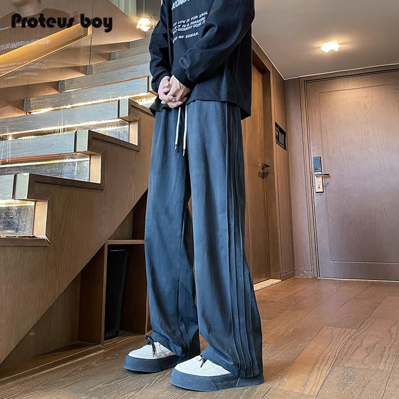 

ProteusBoy Американские ретро плиссированные замшевые спортивные прямые вельветовые повседневные длинные брюки молодежные модные брюки для отдыха