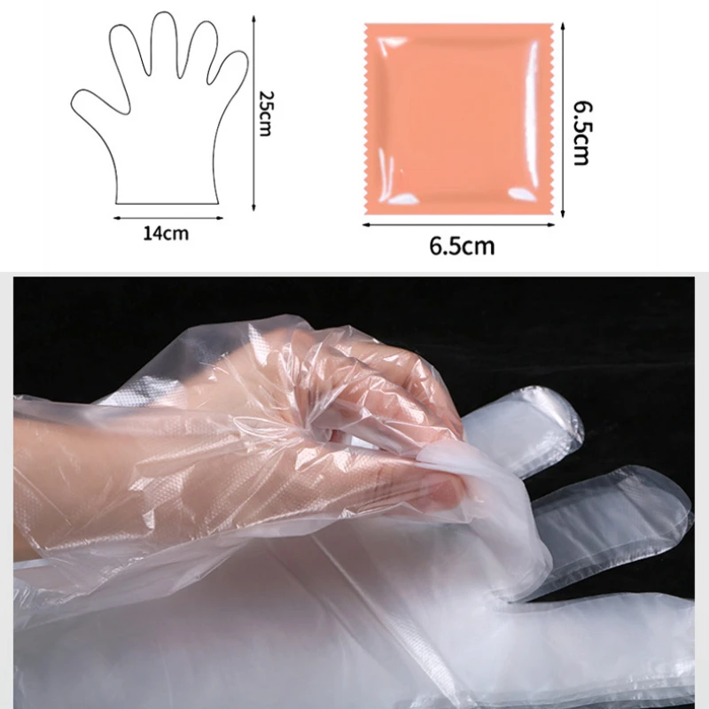 10/20 Pairs Transparent Disposable Gloves Plastic Oil proof One-off BBQ Cooking Gloves Independent packaging For Household Glove