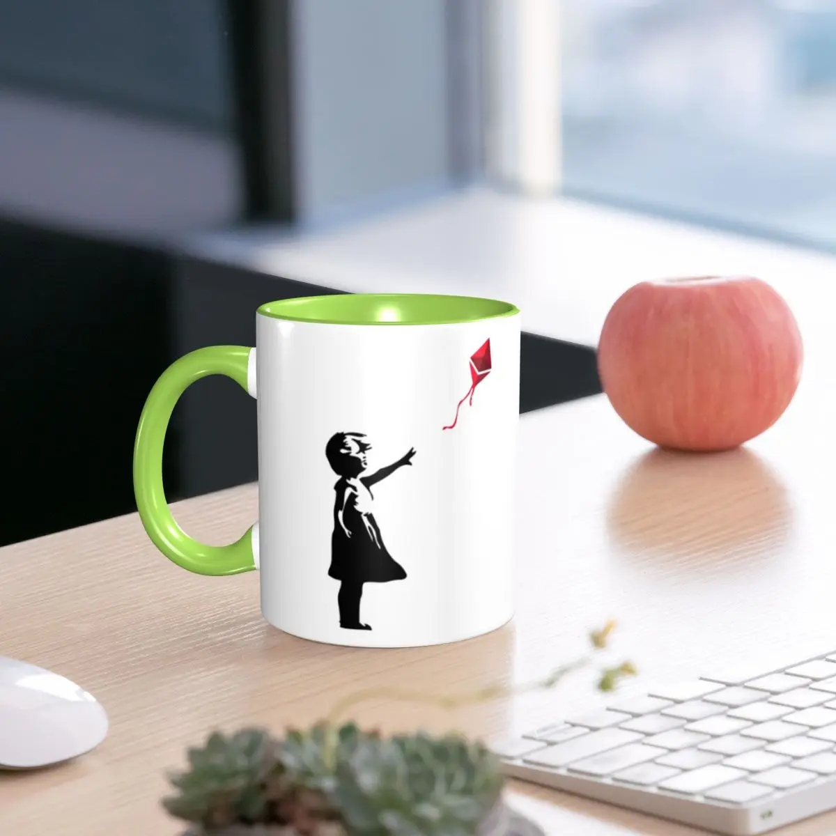 Ethereum X Banksy Balloon Girl Mug Funny Ceramic Coffee Cups Tea Mugs Milk Cup Drinkware Gifts for Friends