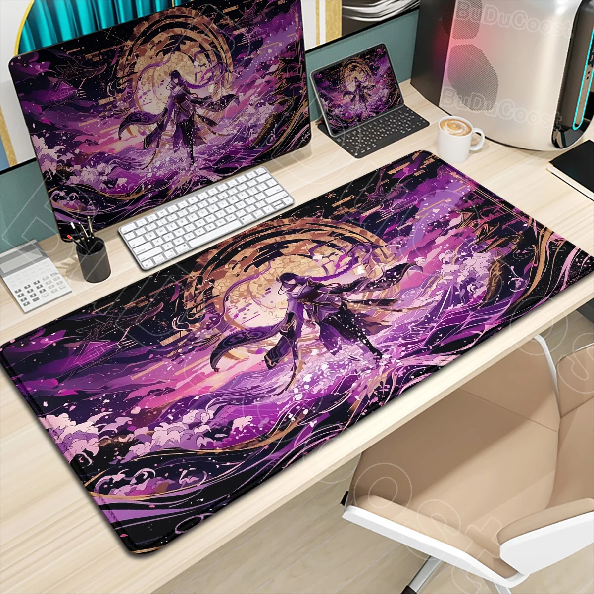 Pretty Anime Girl Genshin Impact Raiden Shogun Gamer Mouse Pad Non-slip Rubber Game Mousepad 900x400mm Laptop Large PC Desk Mat