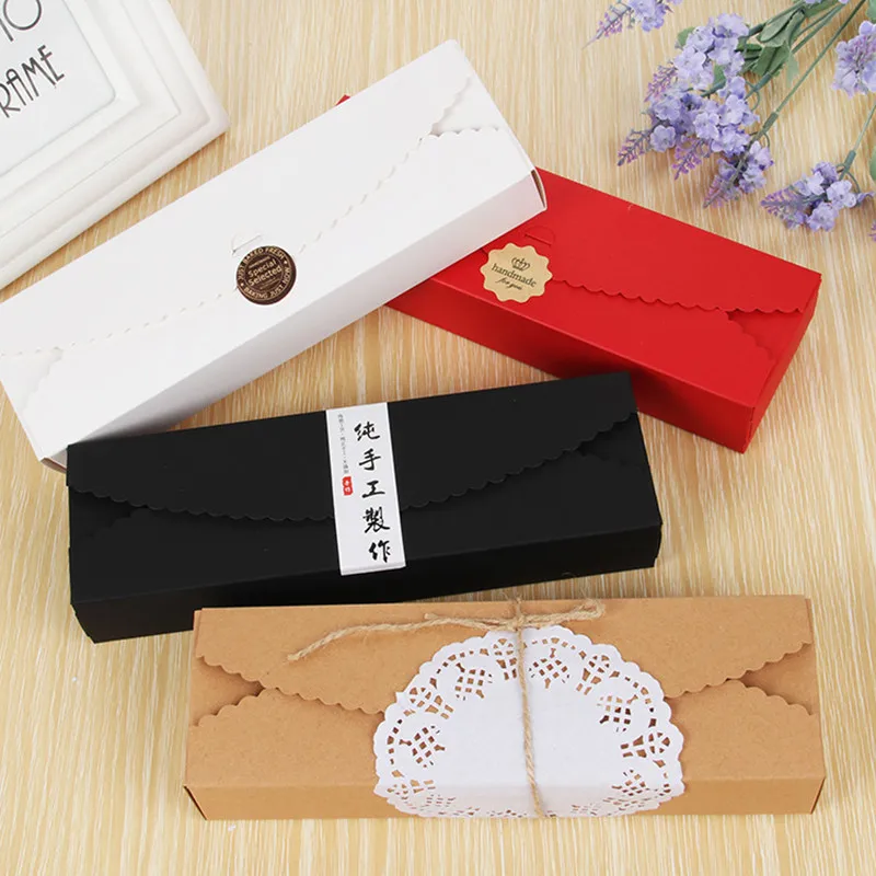 

200pcs Lace Paper Box Long Box Gift Packaging Boxes Kraft Paper Cases For Swiss Roll, Towel Roll, Cake, Sandwich, Cookies