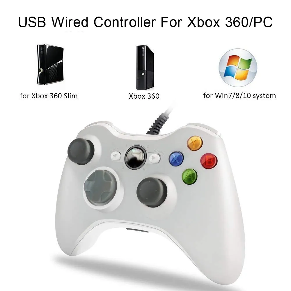 For Xbox 360 /360 Slim USB Wired Controller Console Gamepad Joypad For PC Joystick For 360 Console with Dual-Vibration Turbo