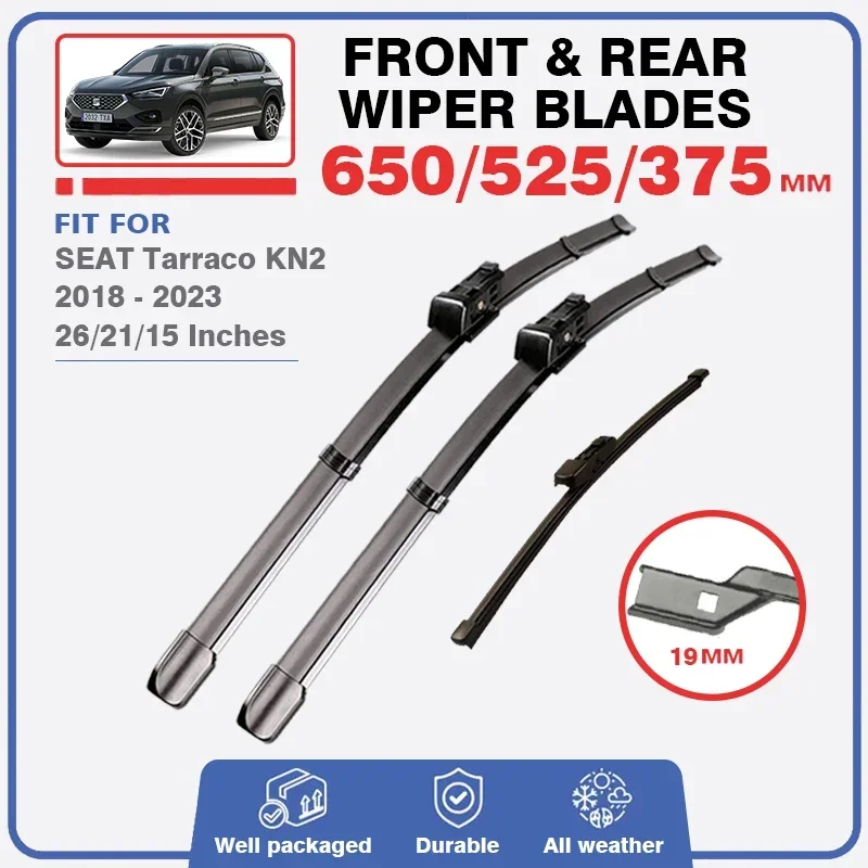 Front Rear Wiper Blades For SEAT Tarraco KN2 2018 2019 2020 2021 2022 2023 Windscreen Windshield Windows Brushes Car Accessories