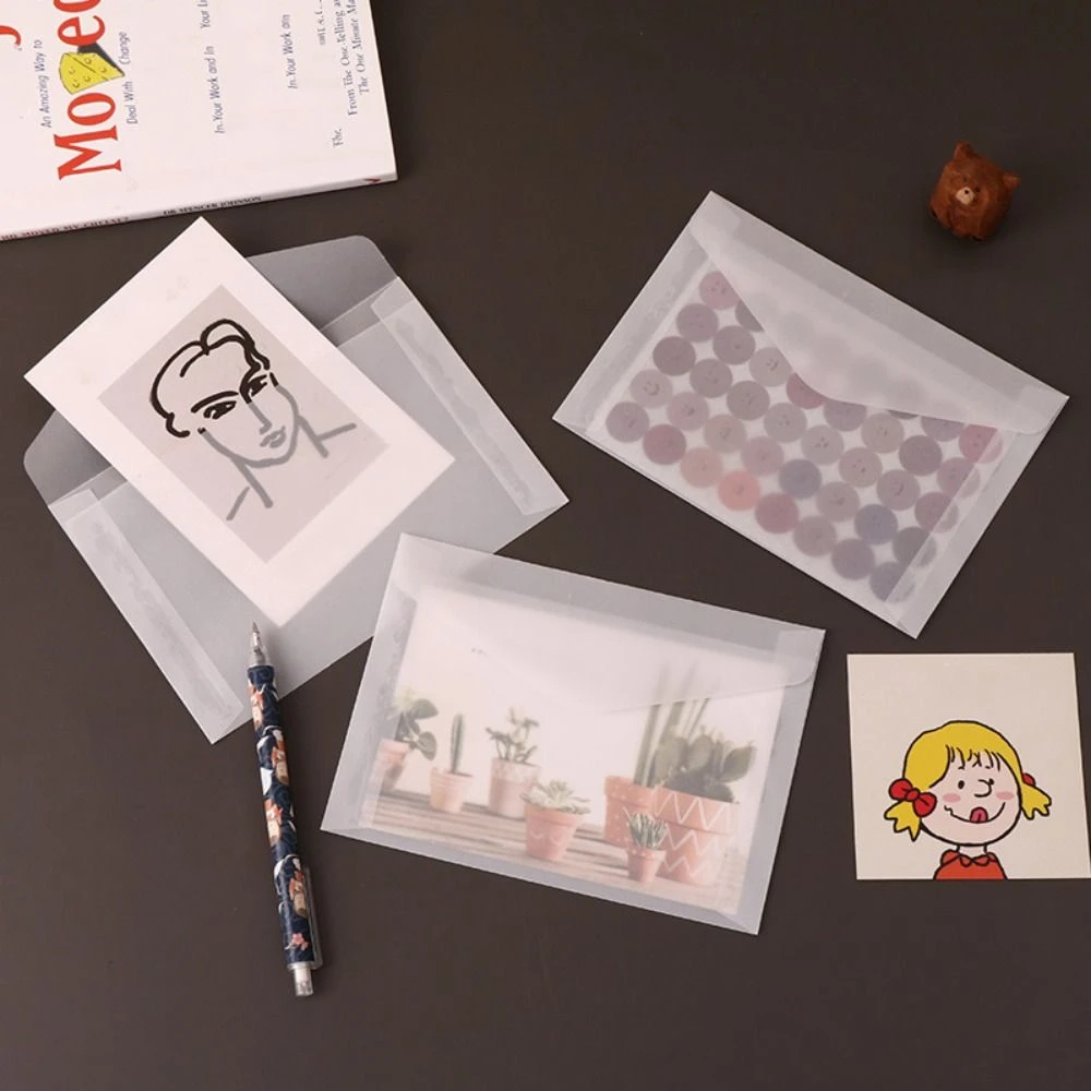 Busta trasparente opaca fresca Scrub Carta fotografica Borsa da imballaggio Cancelleria Semi trasparente Benedizione Busta di ringraziamento Giorno del Ringraziamento