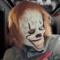 Halloween Horror Clown Pennywie Mask Head Set in Europe and The United States New Spirit Clown Latex Mask Mardi Gras Decoration