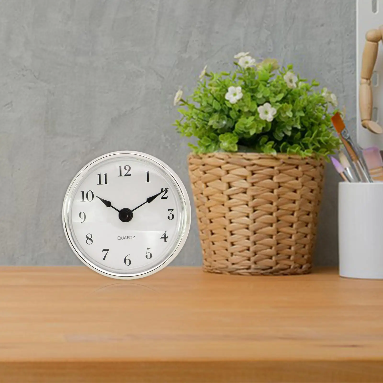 3-1/8 inch(80mm) Quartz Clock Insert Arabic Fit-Up Insert Silver Bezel for Home