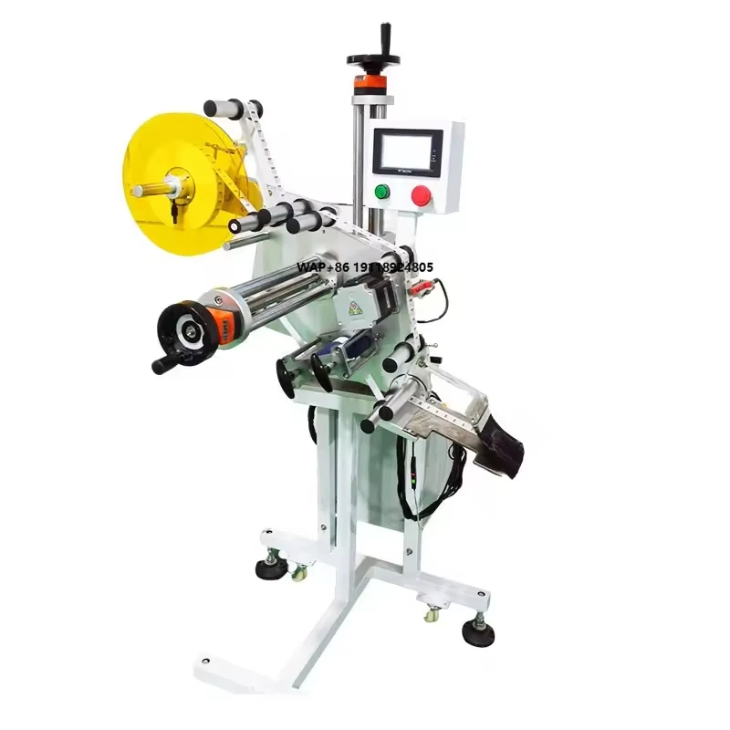 High Efficiency Electric Flat Square Pet Bottle Labeling Machine Top Automatic Paper Box Plastic Adhesive Sticker Labeler PLC
