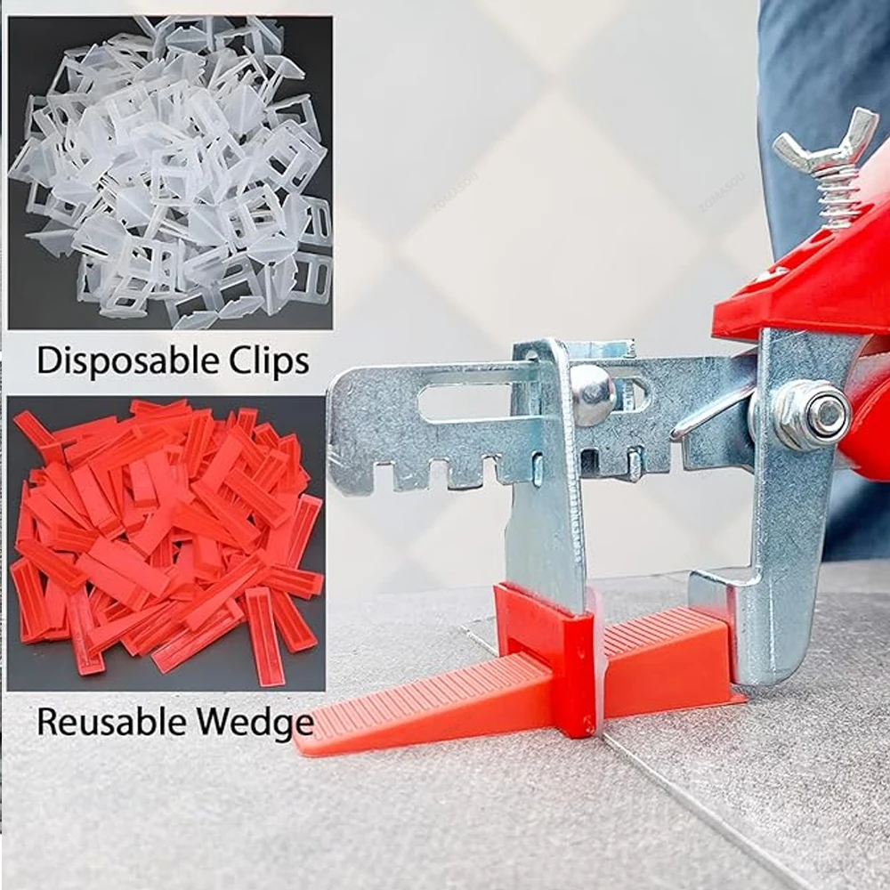 Wall Floor Tile Leveling System Clips Kit 1/1.5/2/2.5/3mm Ceramic Leveler Spacer Plier Wadge Kit Tile Adjustment Tool