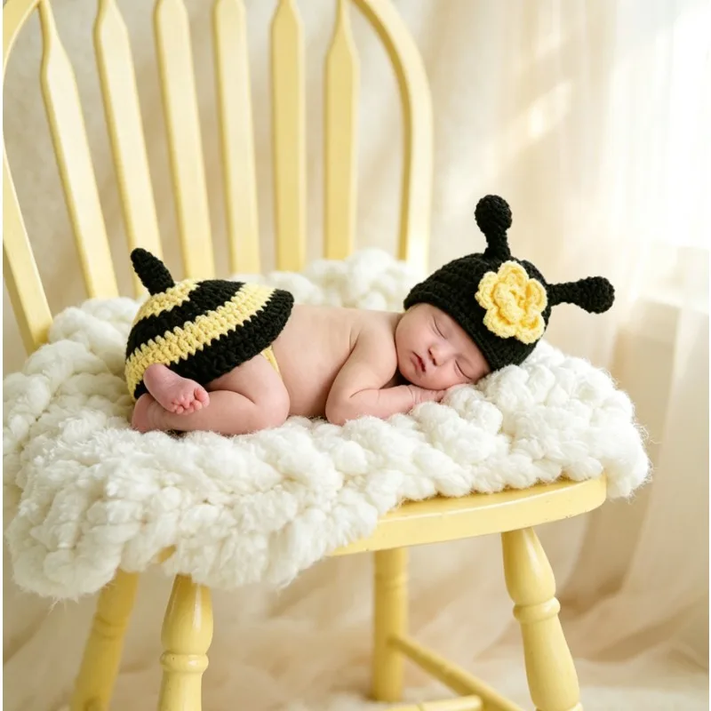 Yarn Knitting Baby Photo Clothing Seven-star Ladybug Little Bee Children's Clothing Baby Hundred Days Photography Clothing