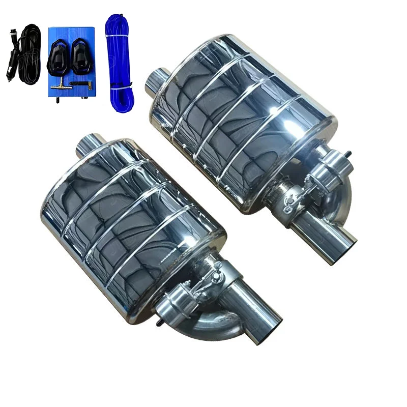 JTLD 2.5'' 3 Stainless Steel Exhaust System Valvetronic Valved Two Mufflers Remote Valve Performance Exhaust Pneumatic Mufflers