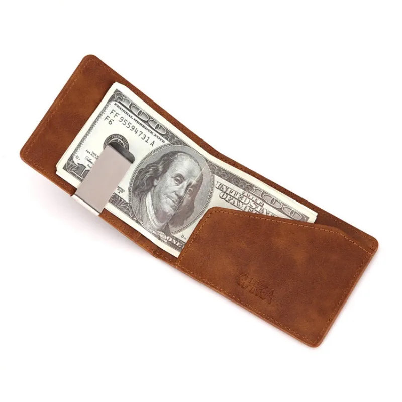 Men's Card Holder Metal Money Clips Slim Wallet Bank Credit Cardholder Front Pocket Thin Short Purses Women Bifold Walet for Man