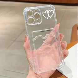 For iPhone 16 Case Small Love Heart Clear Phone Case For iPhone 15 14 Pro Max 13 12 11 XS X XR 7 8 16 Plus Wallet Card Bag Cover