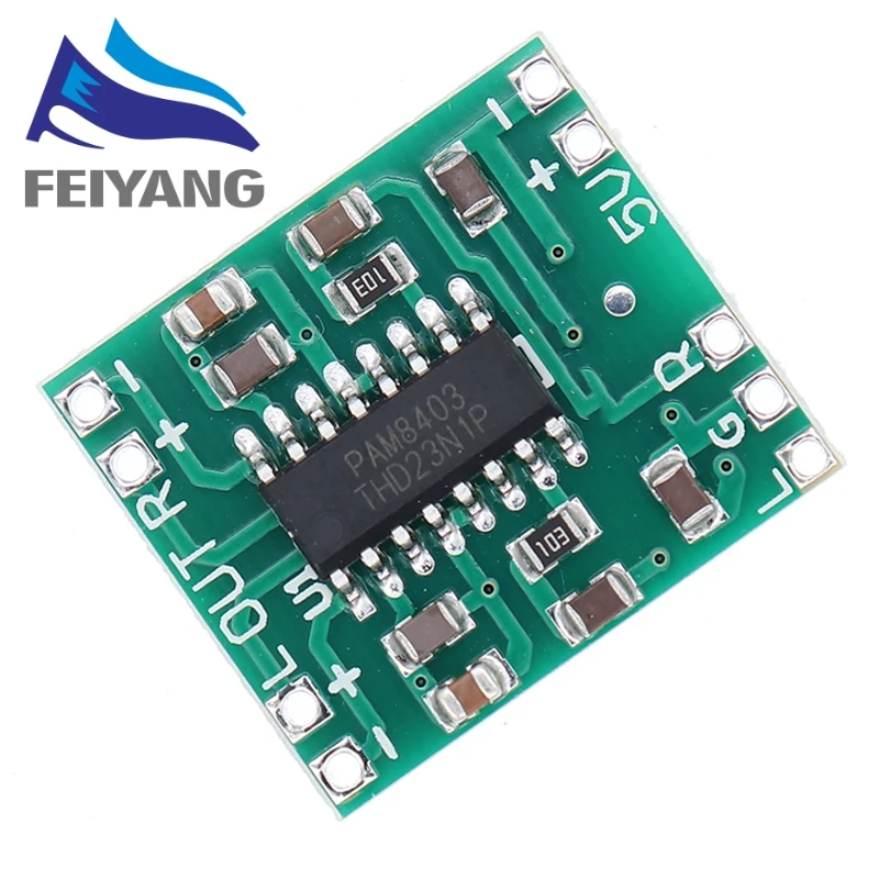 PAM8403 Super mini digital amplifier board 2 * 3W Class D digital amplifier board efficient 2.5 to 5V USB power supply