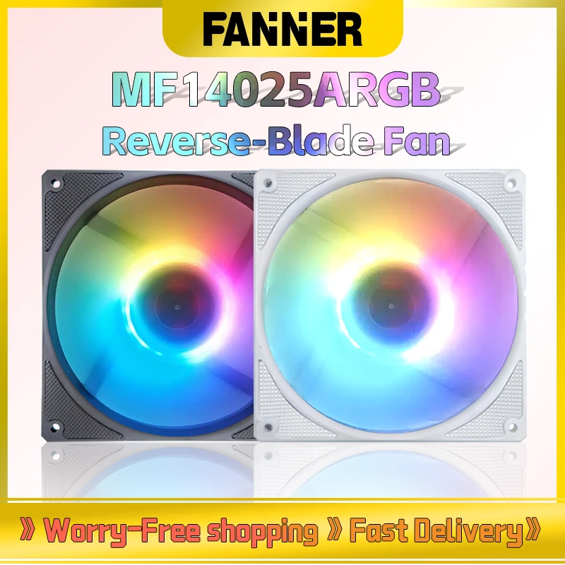 

MF14025 Computer Case Fan 14CM,12V, ARGB 140mm Monolithic Structure Water-Cooled Fan PWM/ARGB Reverse Blade Cooling Fan Kit